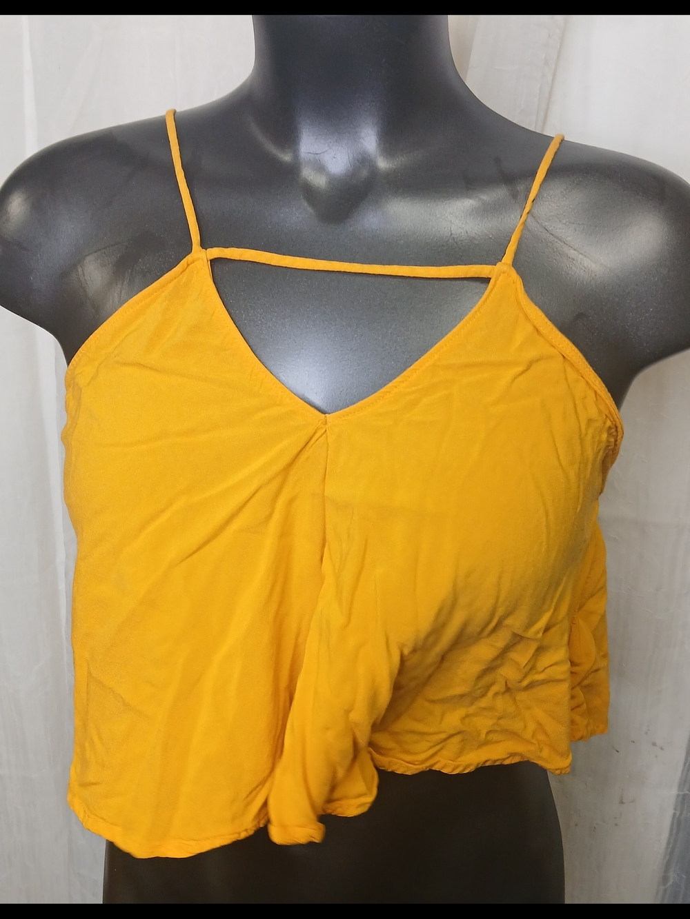 Women’s Mustard Yellow Strappy V-Neck Crop Top